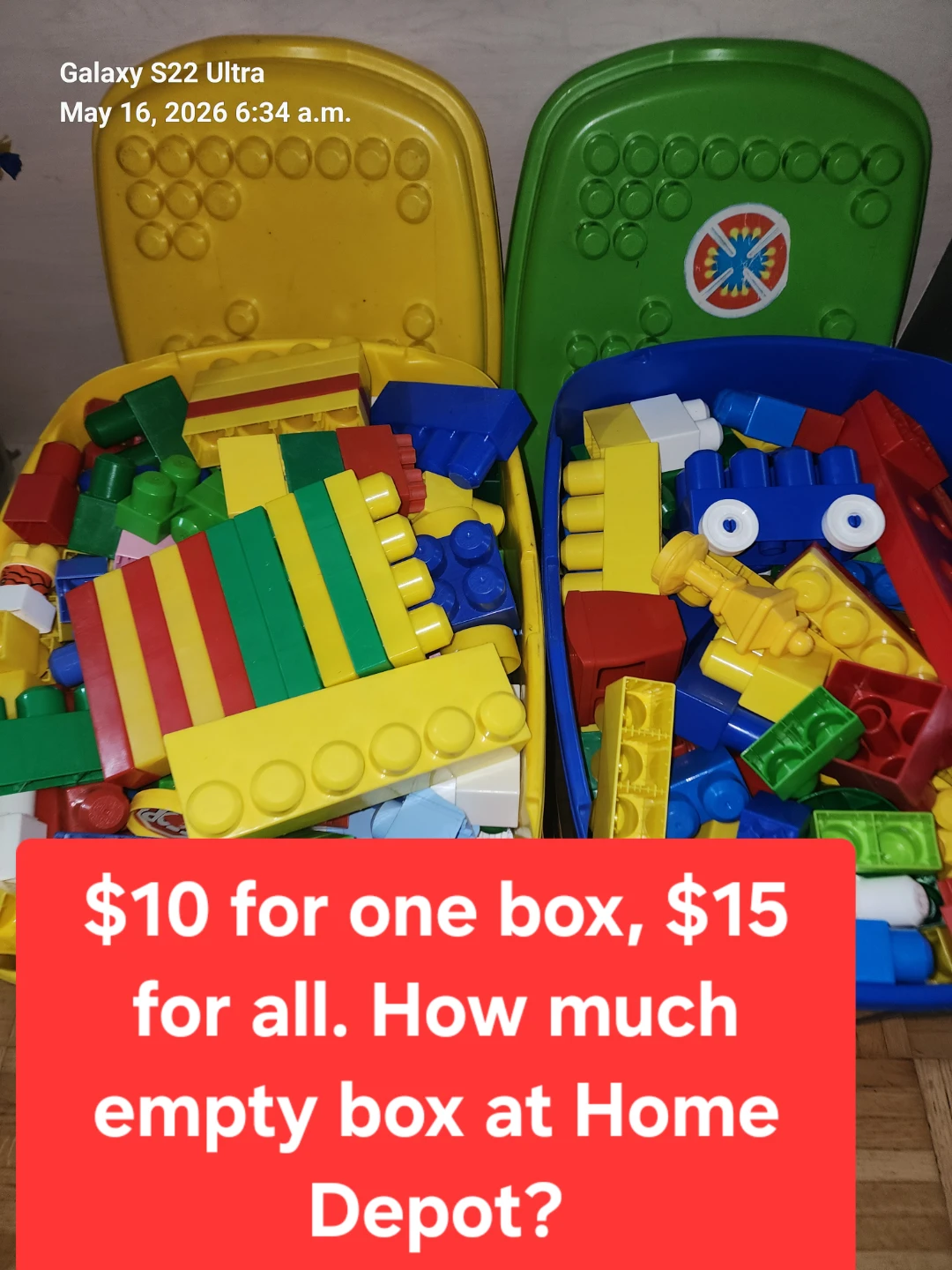 Large Building Blocks Set with Storage Bins
