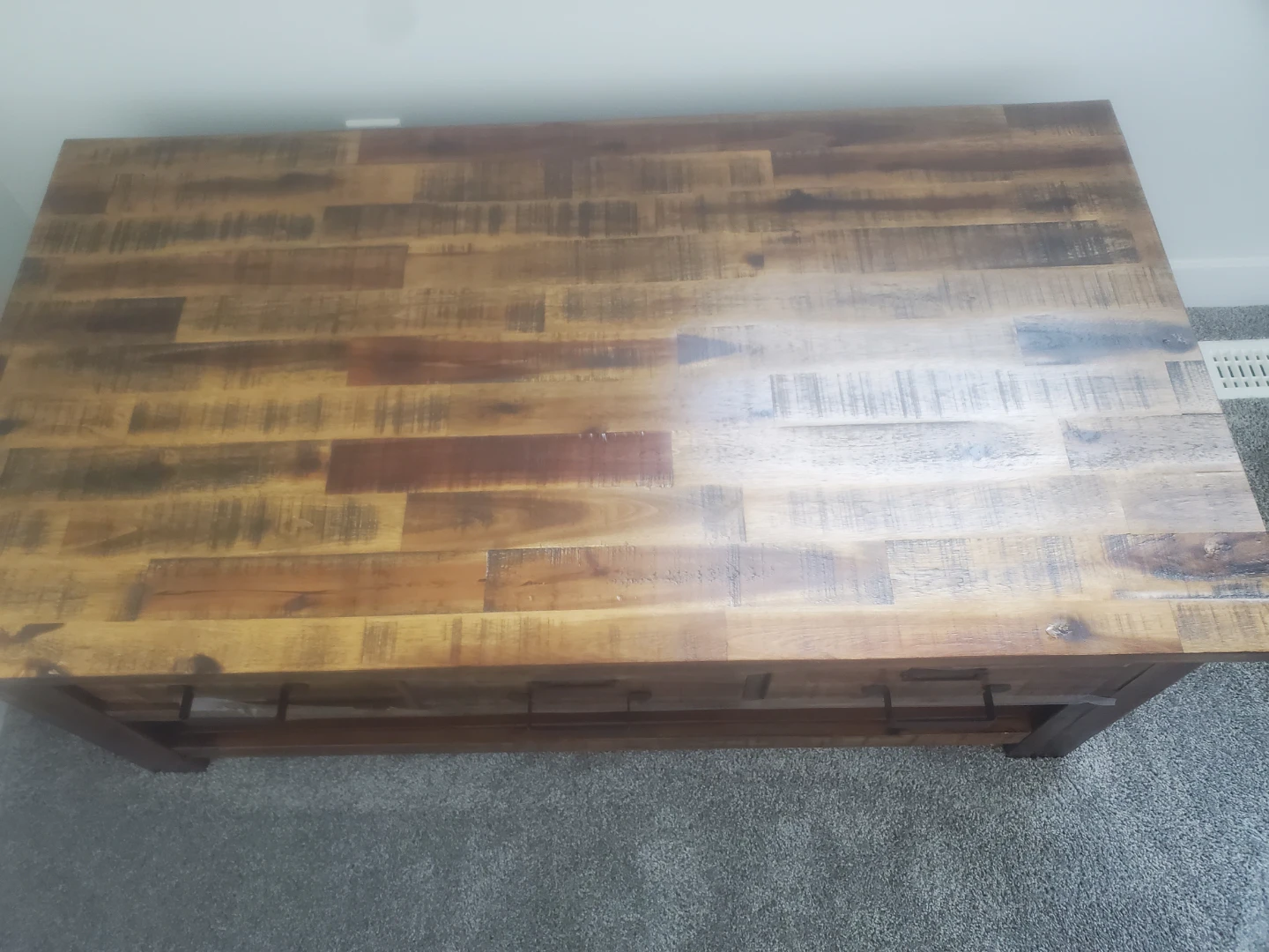 Rustic Wooden Coffee Table with 3 Drawers