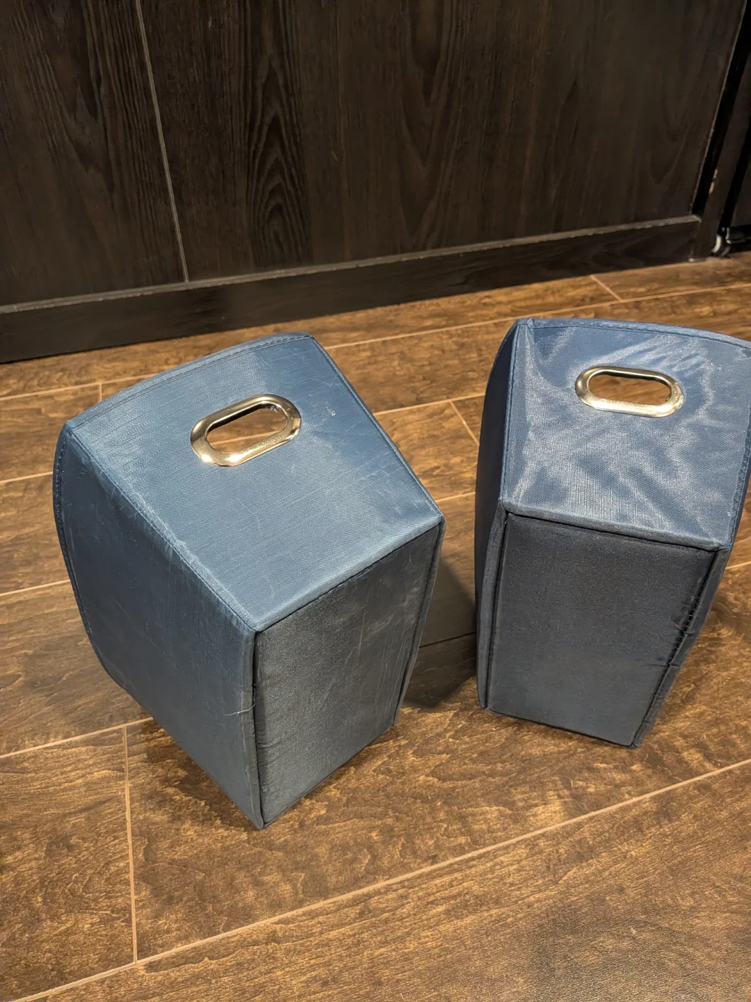 Set of 2 Blue Fabric Storage Bins with Handles - photo 3