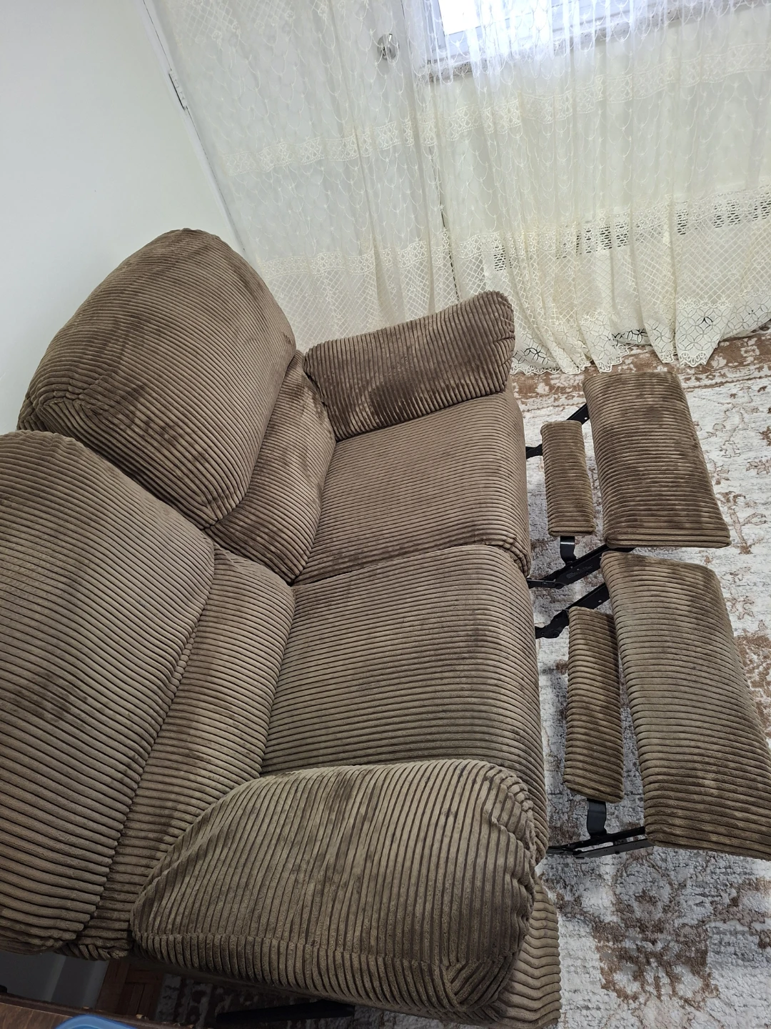 Brown Corduroy Loveseat Recliner - photo 4