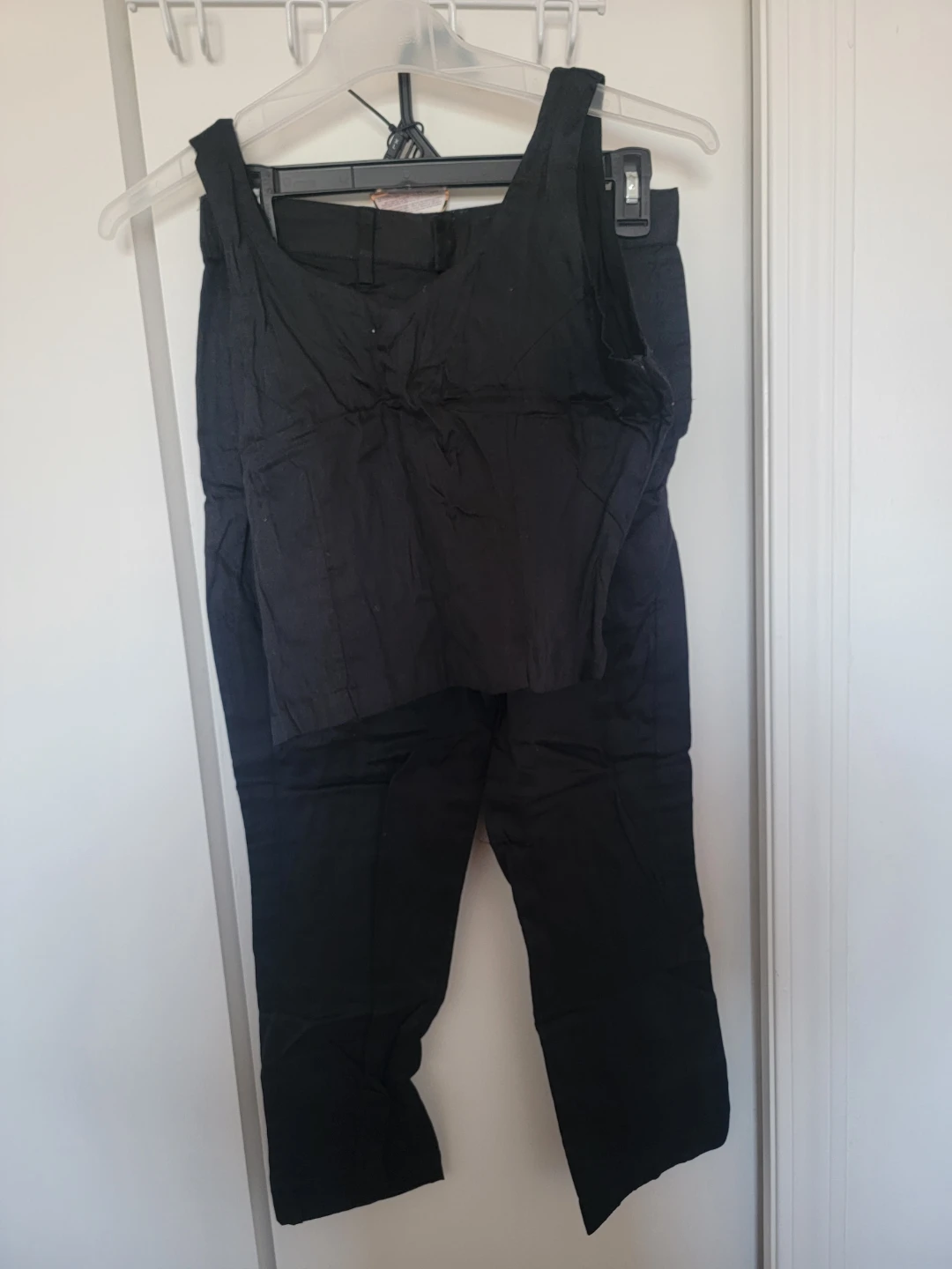 Black Linen Blend Tank Top and Capris Set