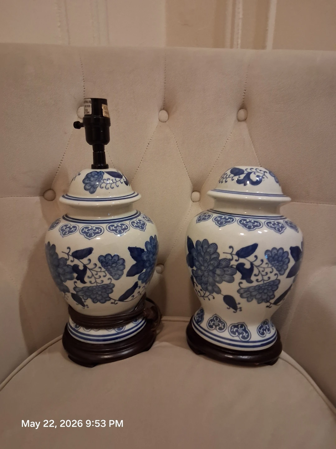 Asian Blue and White Ginger Jar Table Lamps - photo 2