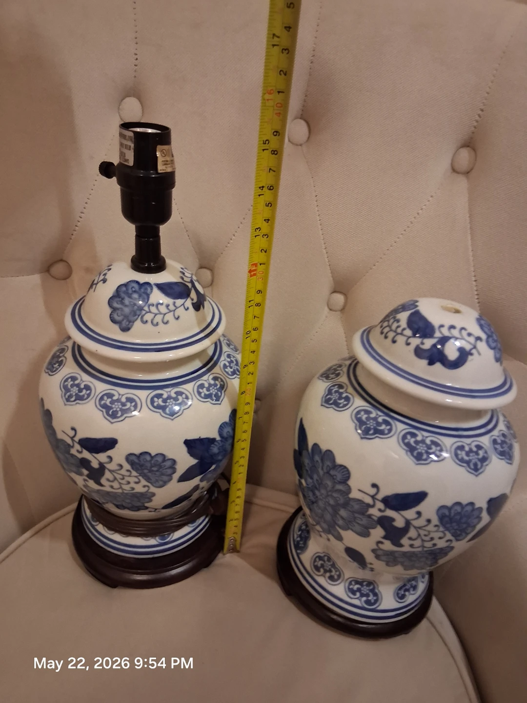 Asian Blue and White Ginger Jar Table Lamps - photo 5