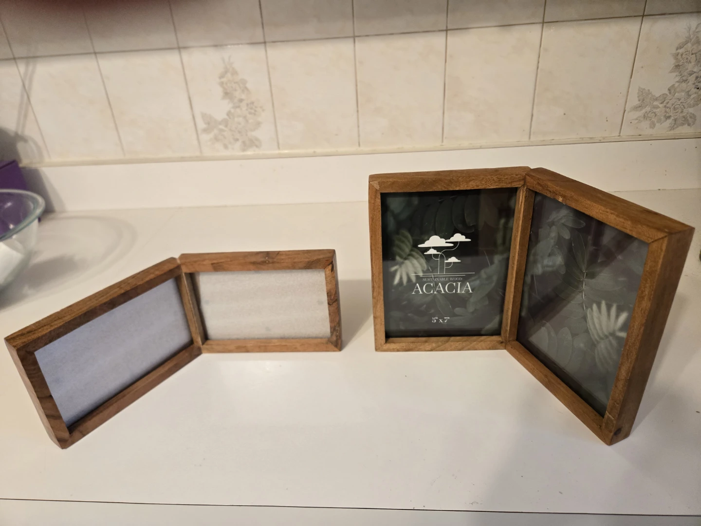 Premium Solid Acacia Wood Double Picture Frames (Set of 2)
