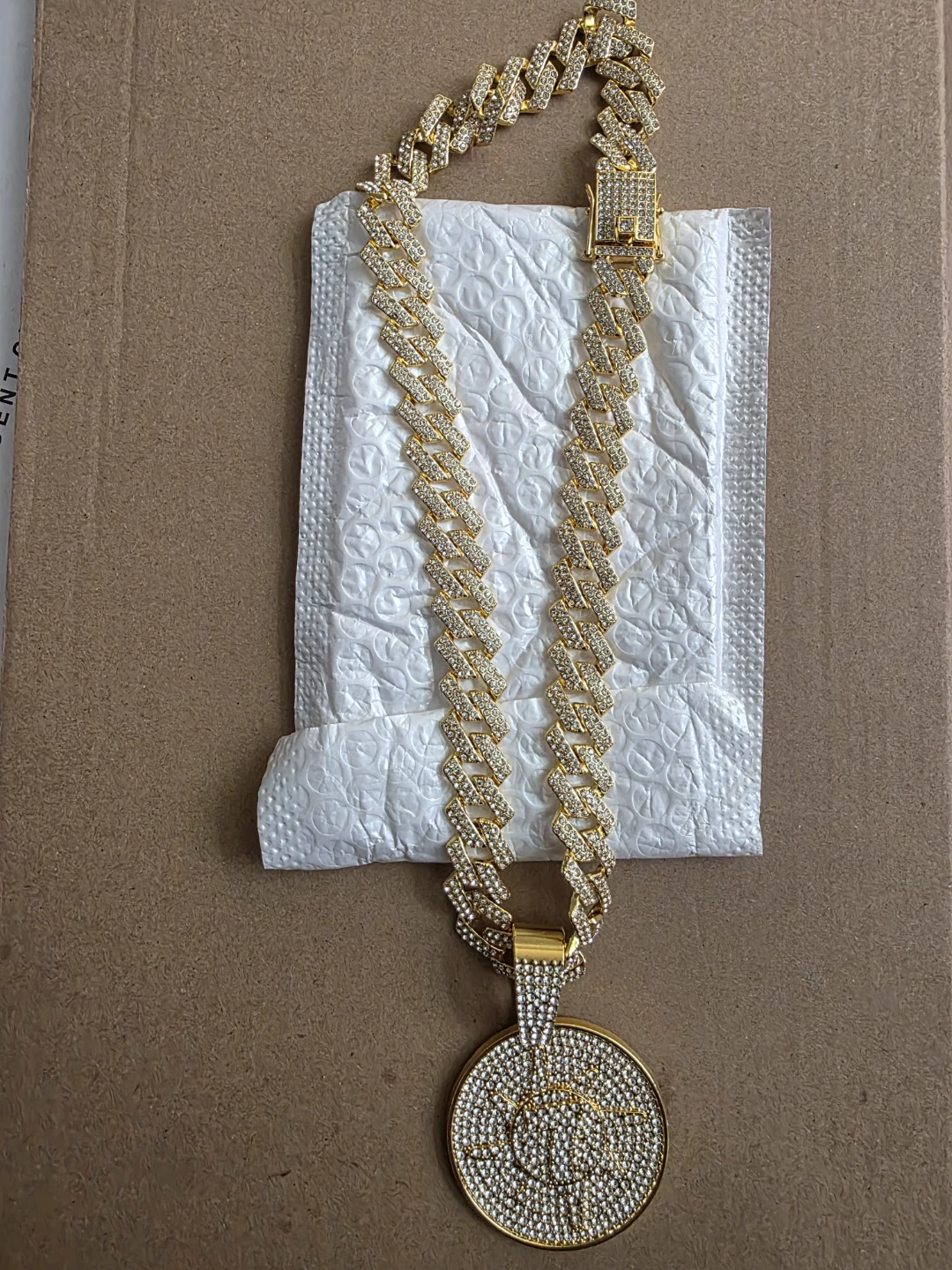 Gold Chain Necklace with Medallion Pendant