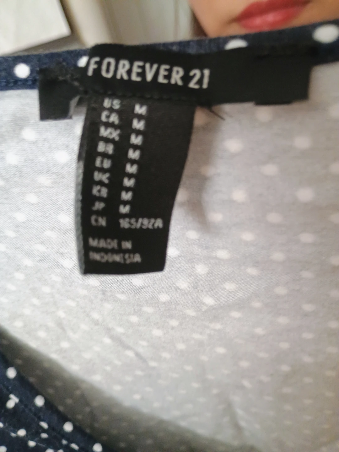 Forever 21 Navy Blue Polka Dot Tie Front Crop Top Size Medium - photo 3