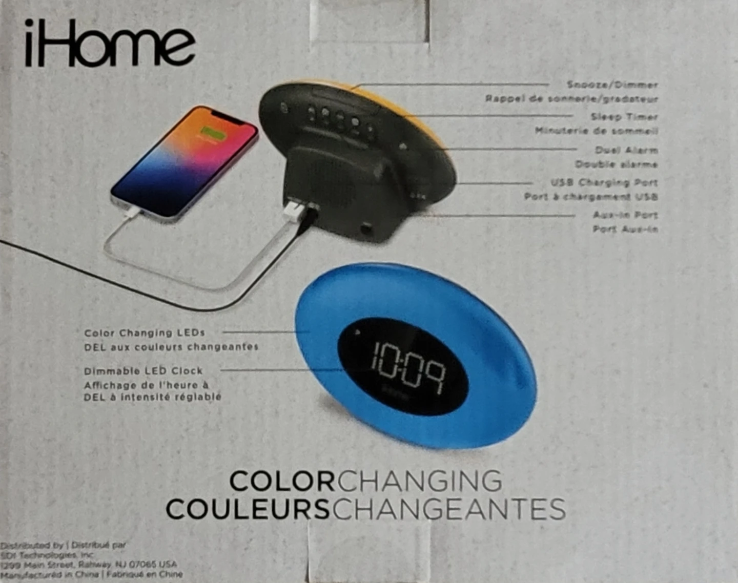 iHome Color Changing FM Clock Radio with USB Charging - photo 2