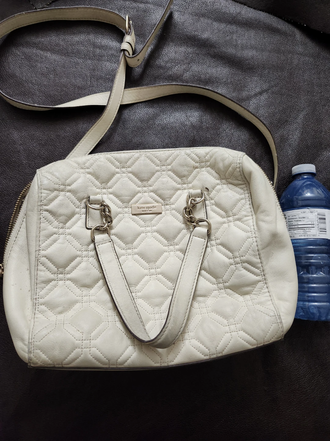 Kate Spade White Quilted Leather Satchel Handbag