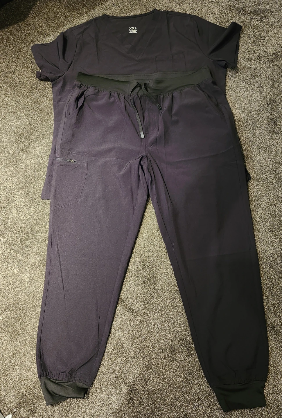 XXL Black Scrub Top and Pants Set