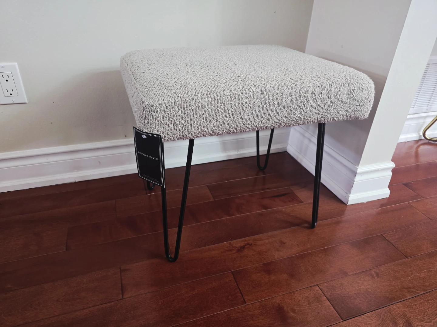 Textured Square Ottoman with Metal Legs