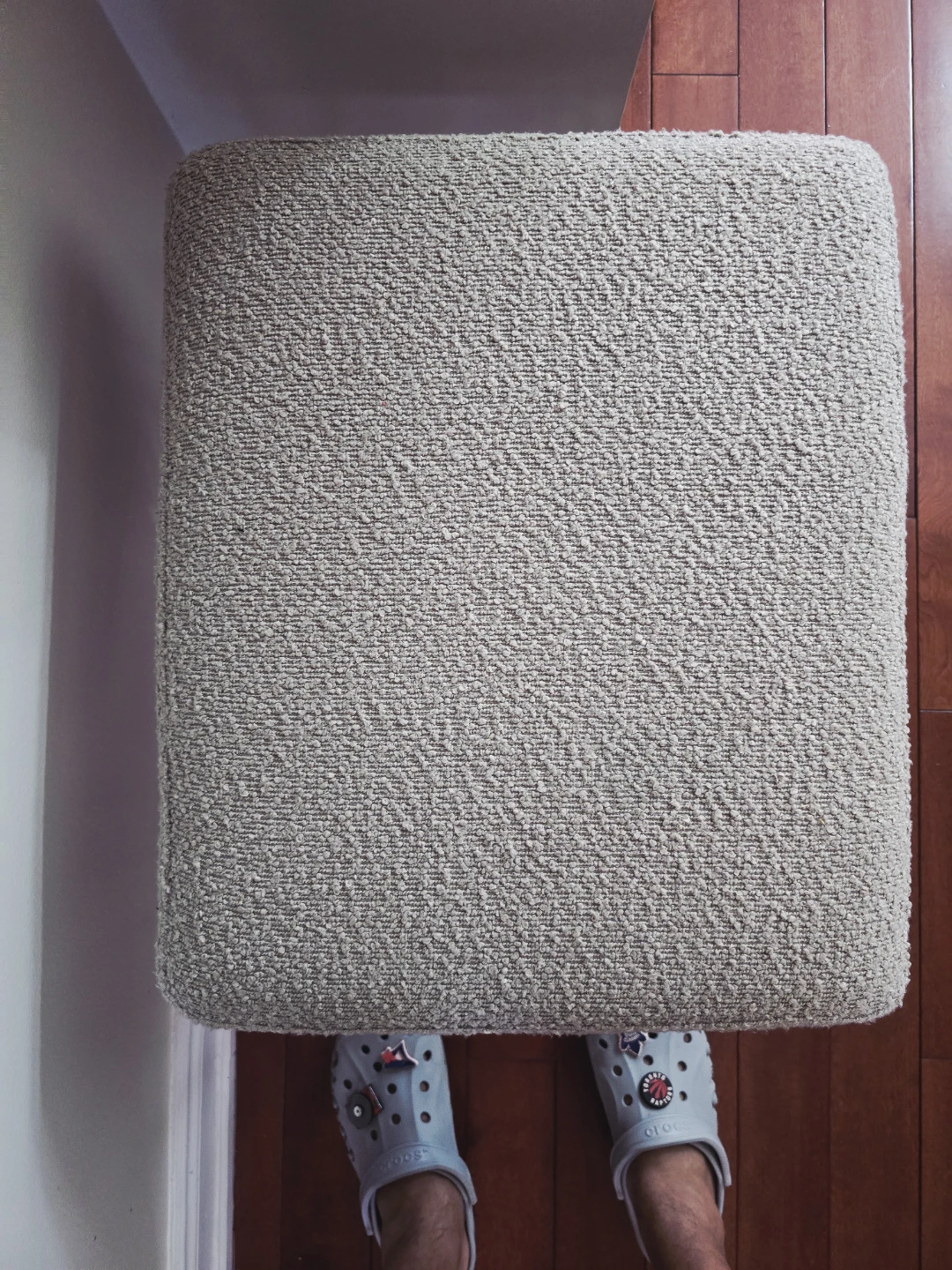 Textured Square Ottoman with Metal Legs - photo 2
