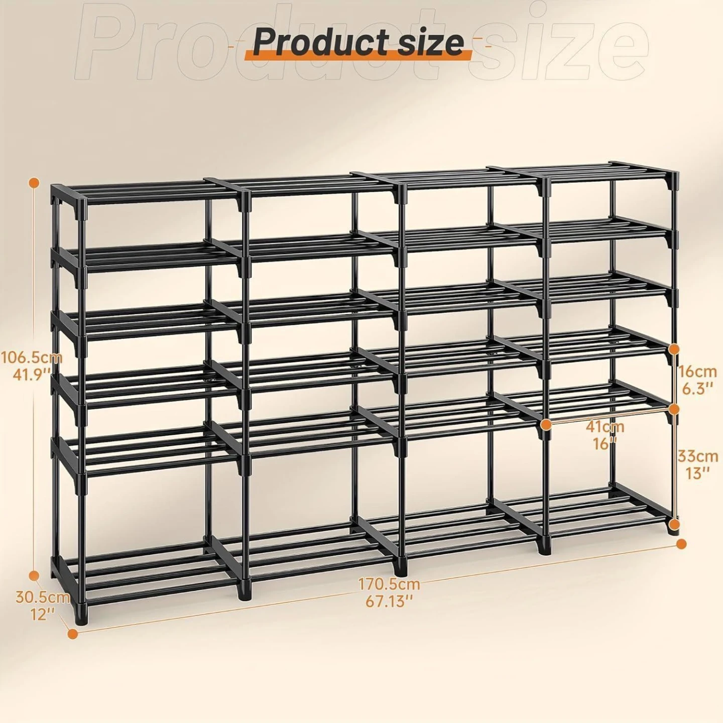 4-Tier Black Metal Shoe Rack Organizer (40 pair of shoes)