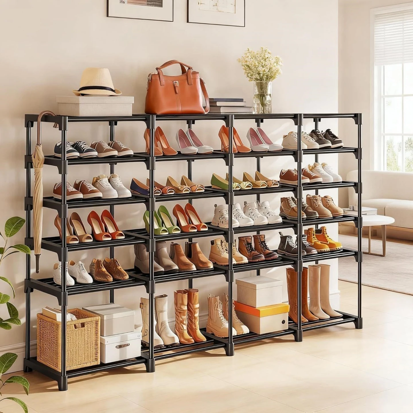 4-Tier Black Metal Shoe Rack Organizer (40 pair of shoes) - photo 2