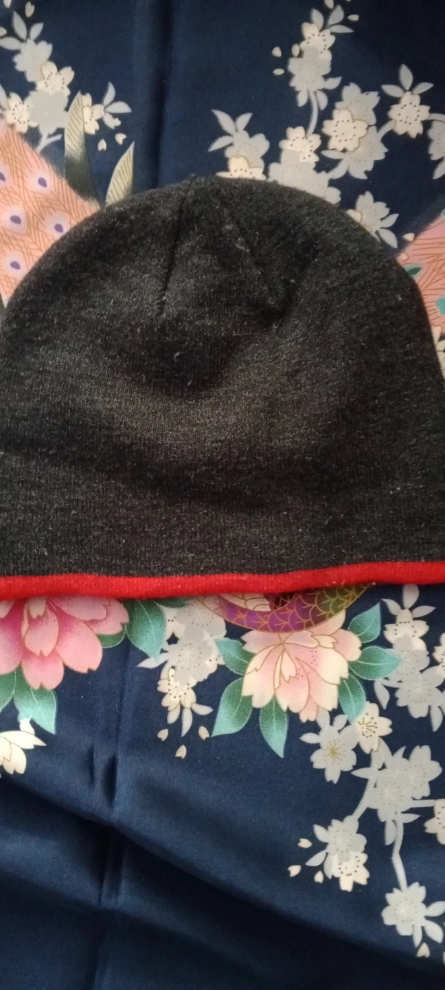 Grey Beanie with Red Trim