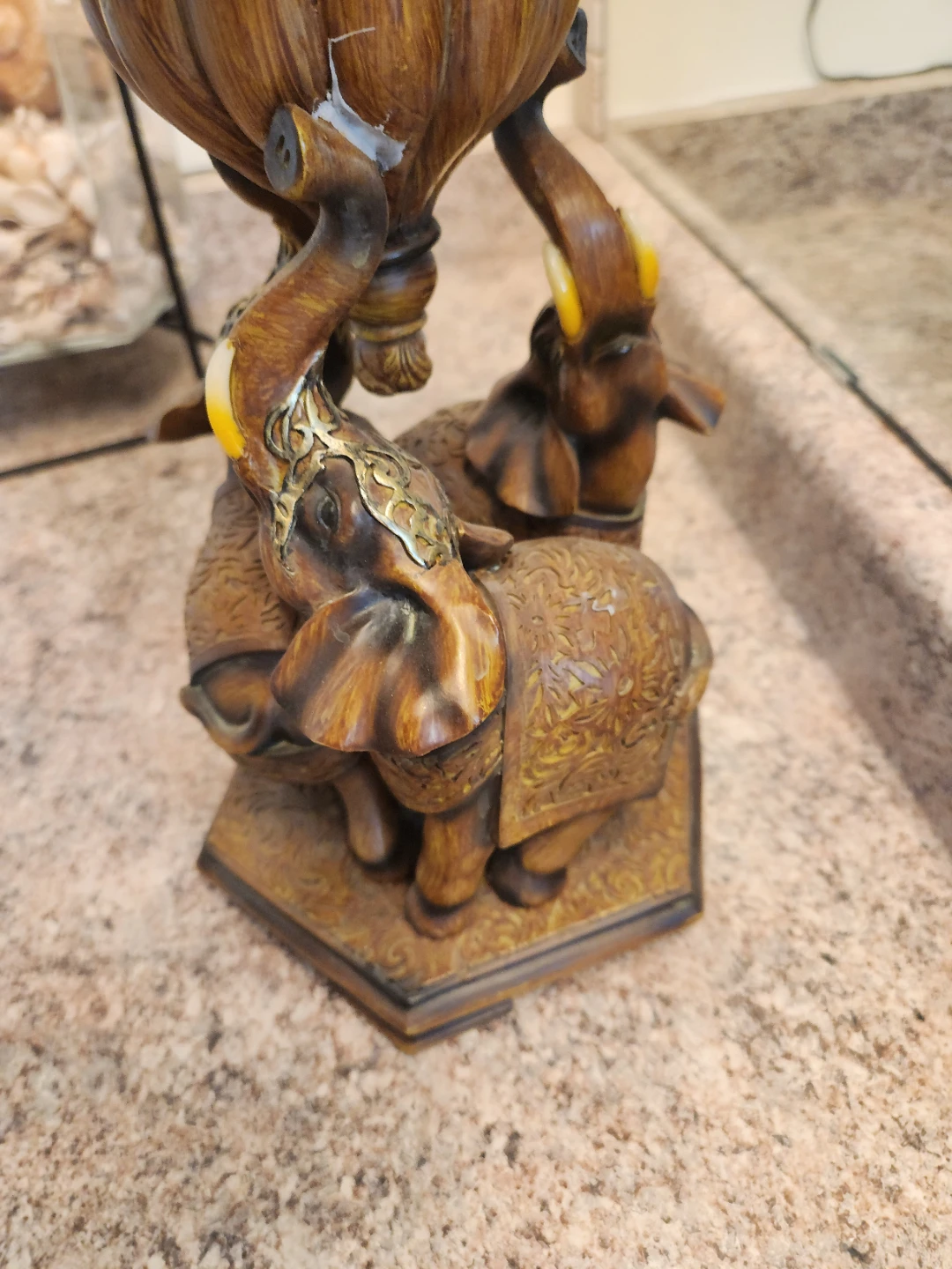 Decorative Elephant Stand with Carved Orbs - photo 2