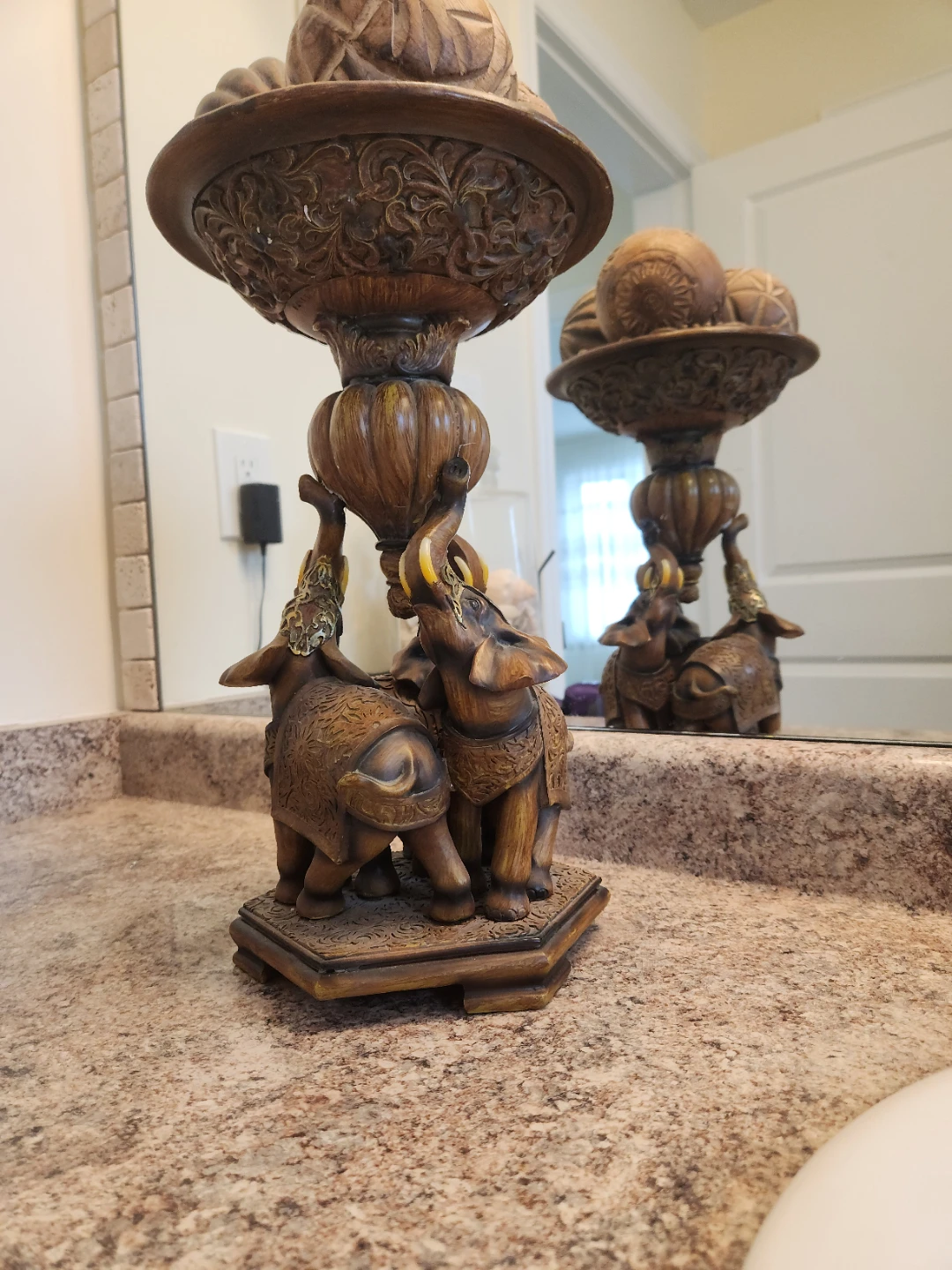 Decorative Elephant Stand with Carved Orbs - photo 4