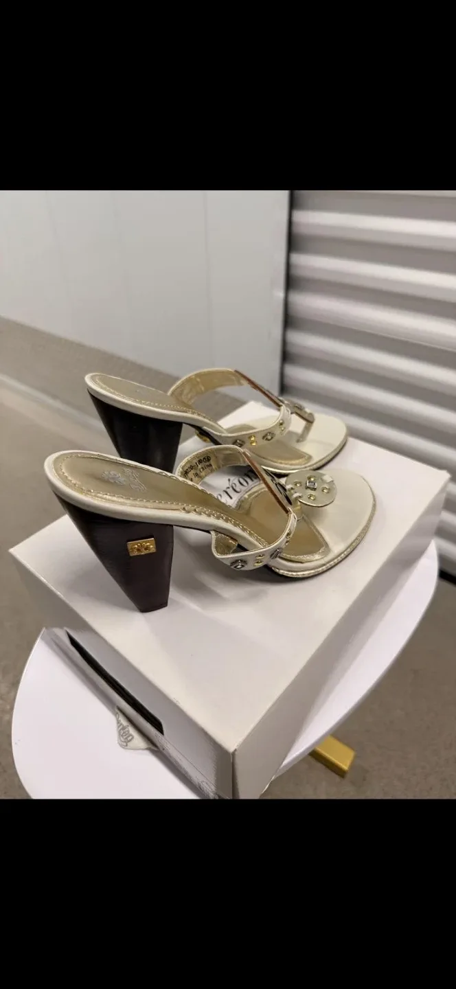 White & Gold Heeled Sandals