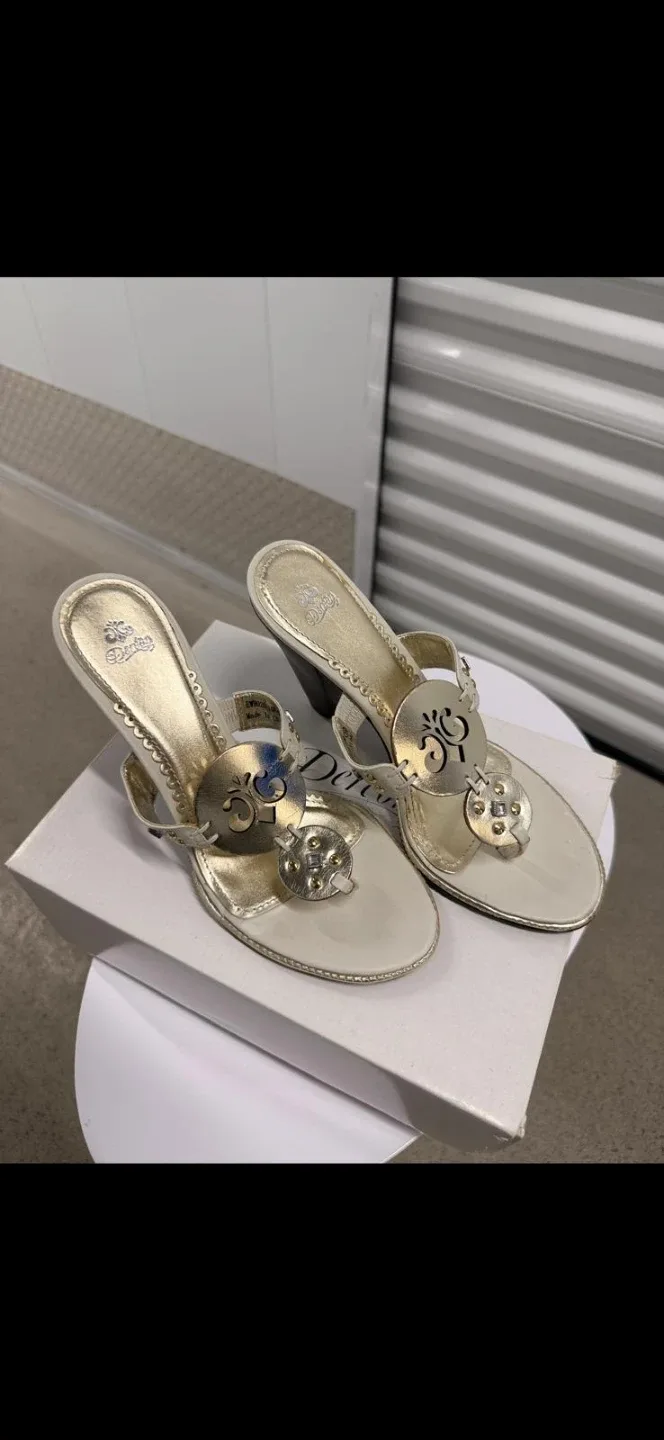 White & Gold Heeled Sandals - photo 2