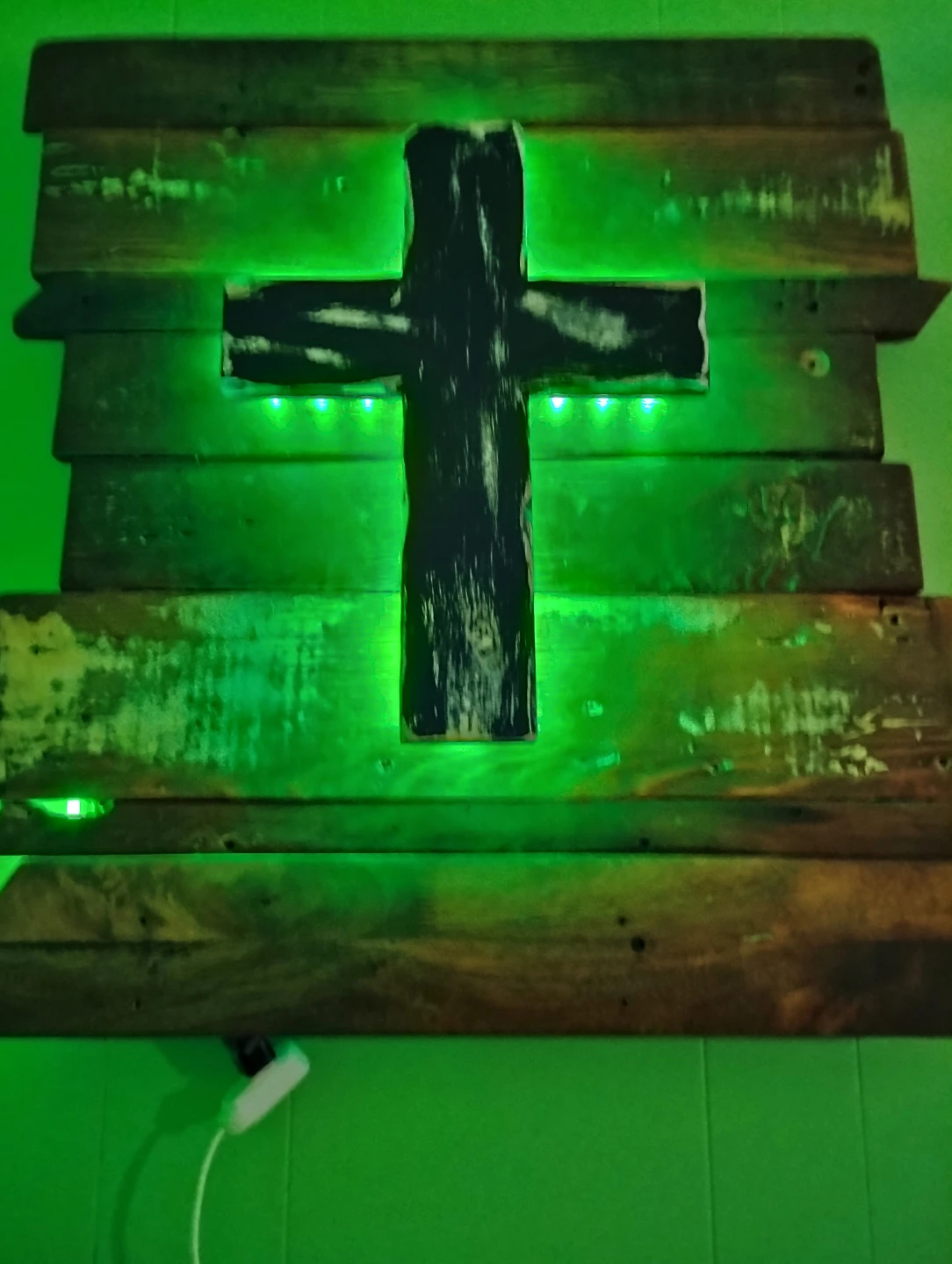 Rustic Wooden Cross with LED Lights