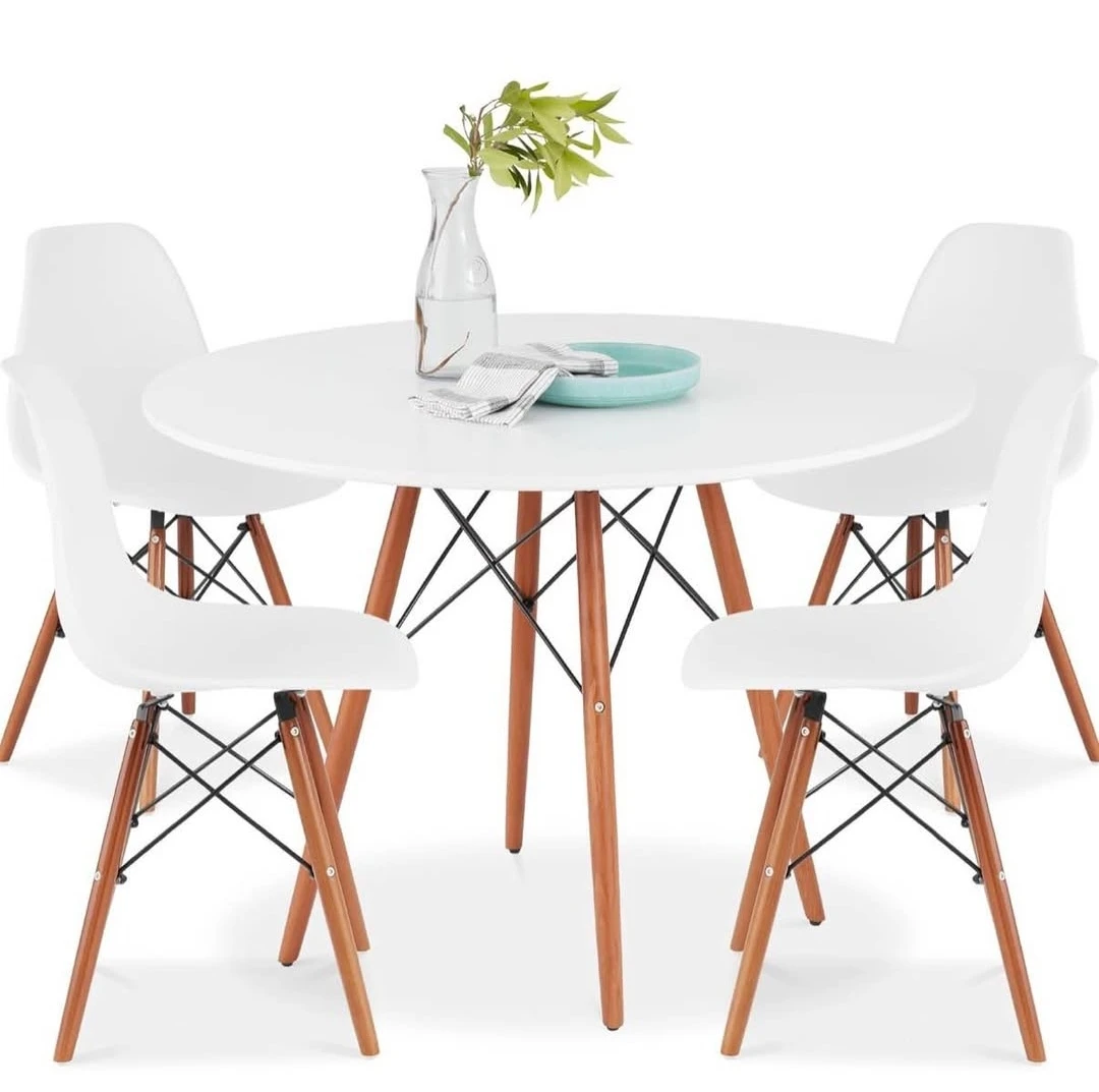 Brand new White Round Dining Table with 4 Chairs