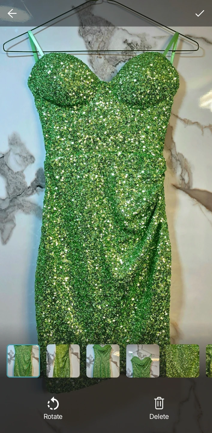 Green Sequin Strapless Ruched Mini Dress - photo 3