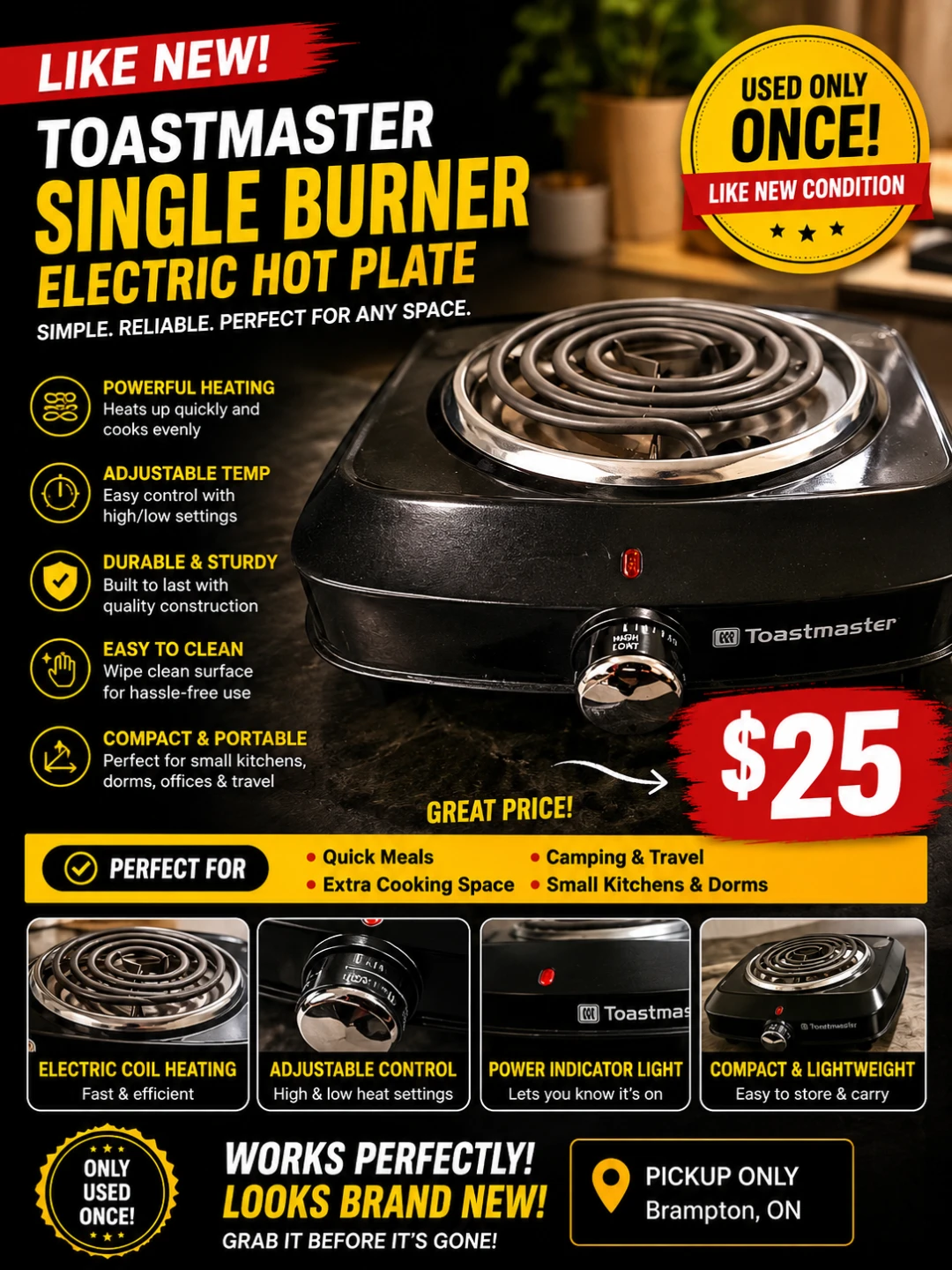 Toastmaster Single Burner Electric Hot Plate