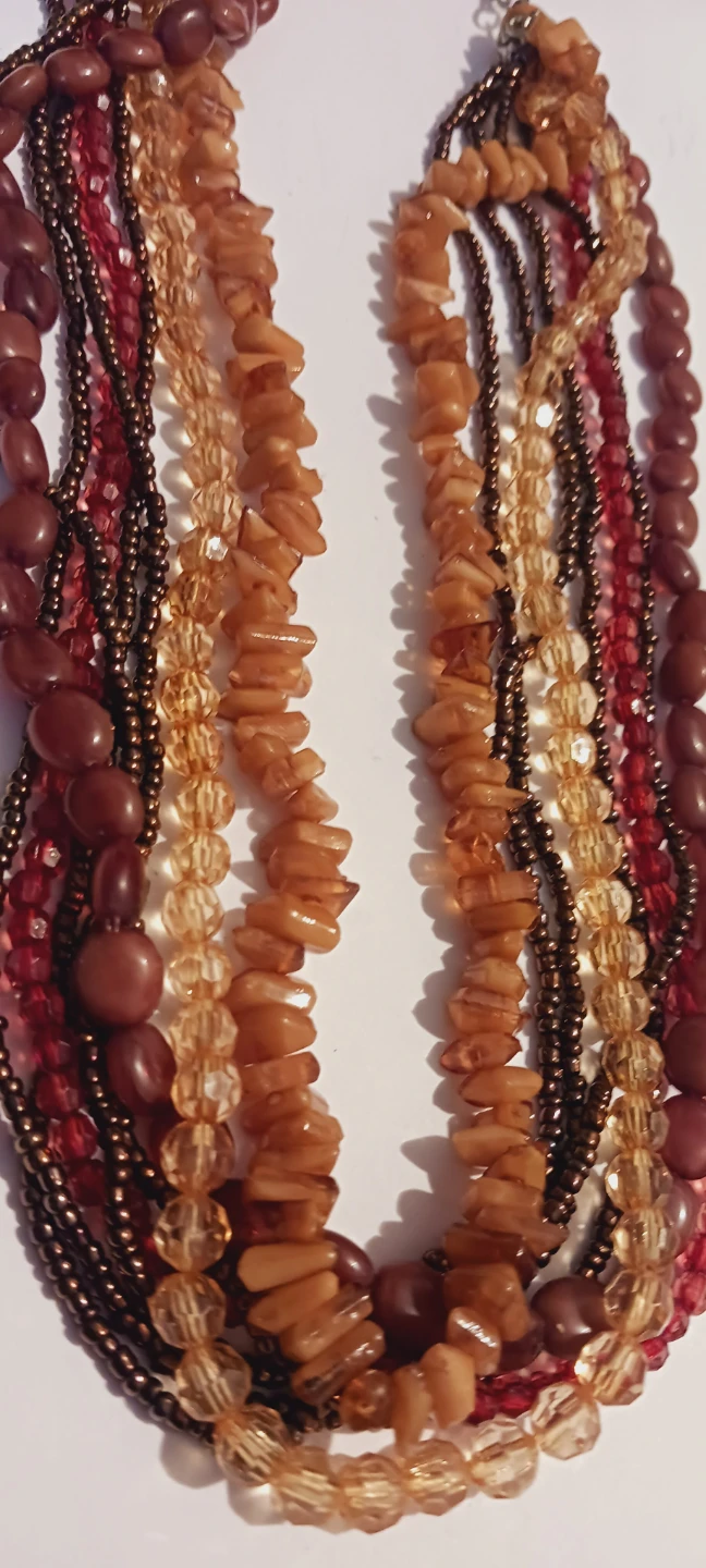 Multi-Strand Beaded Necklace with Amber Beads - photo 3