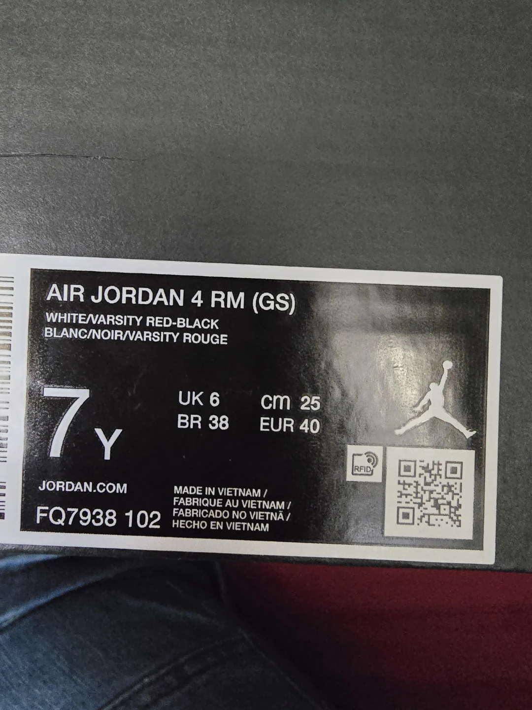 Air Jordan 4 RM (GS) White/Varsity Red-Black Youth Size 7Y - photo 3