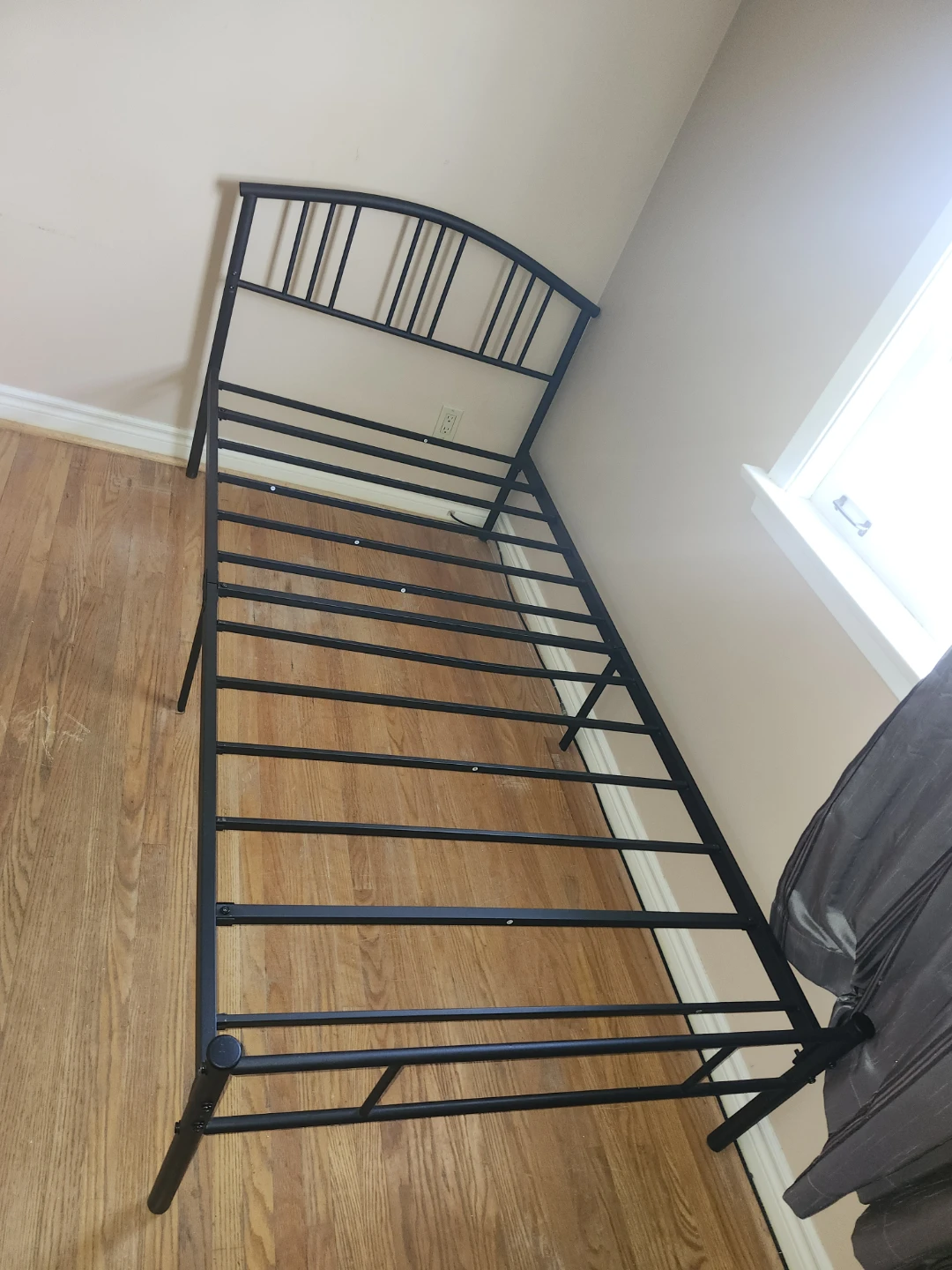 Black Metal Twin Bed Frame with mattress - photo 2
