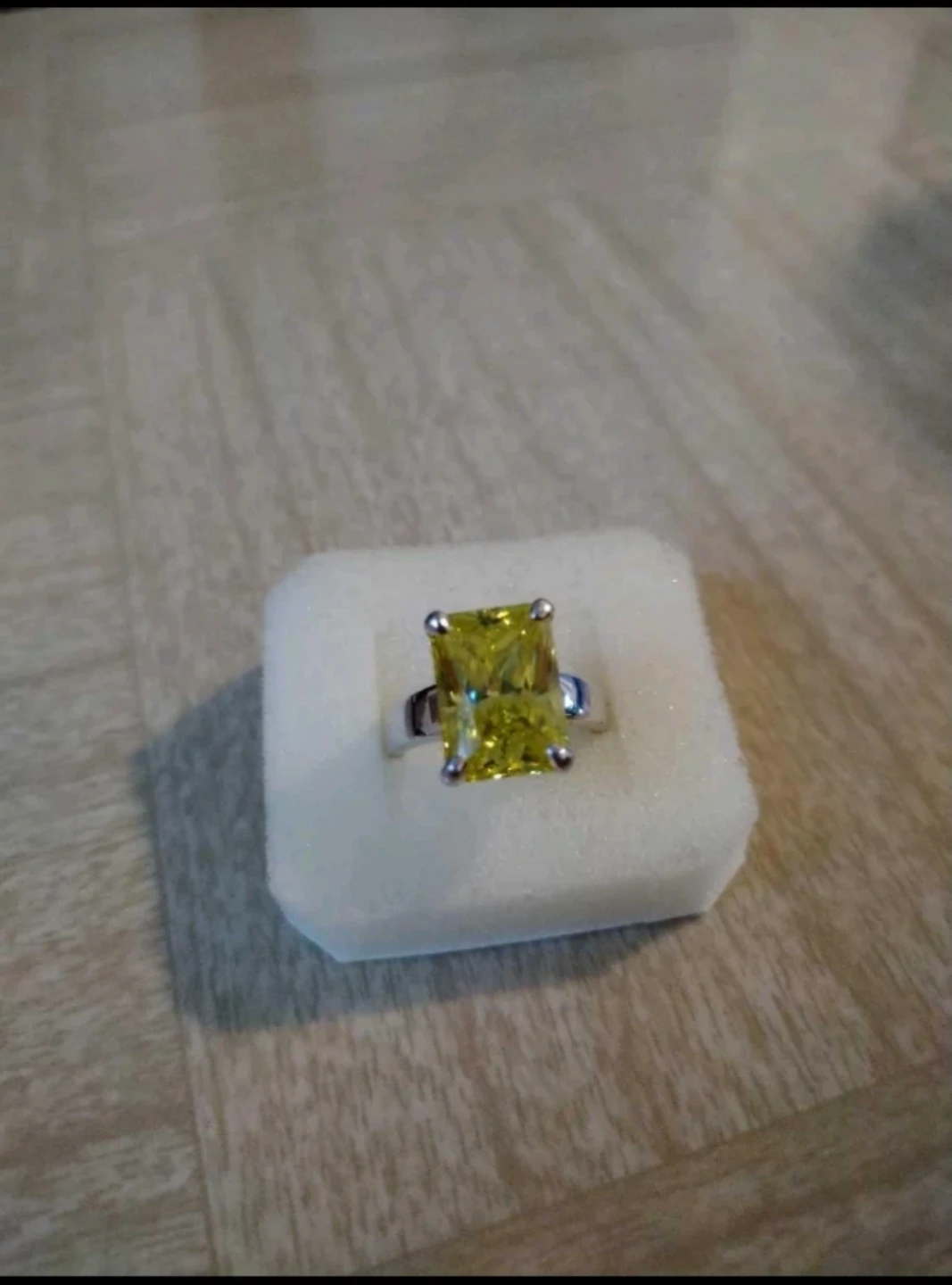 Silver Ring with Green Stone - Costume Jewelry
