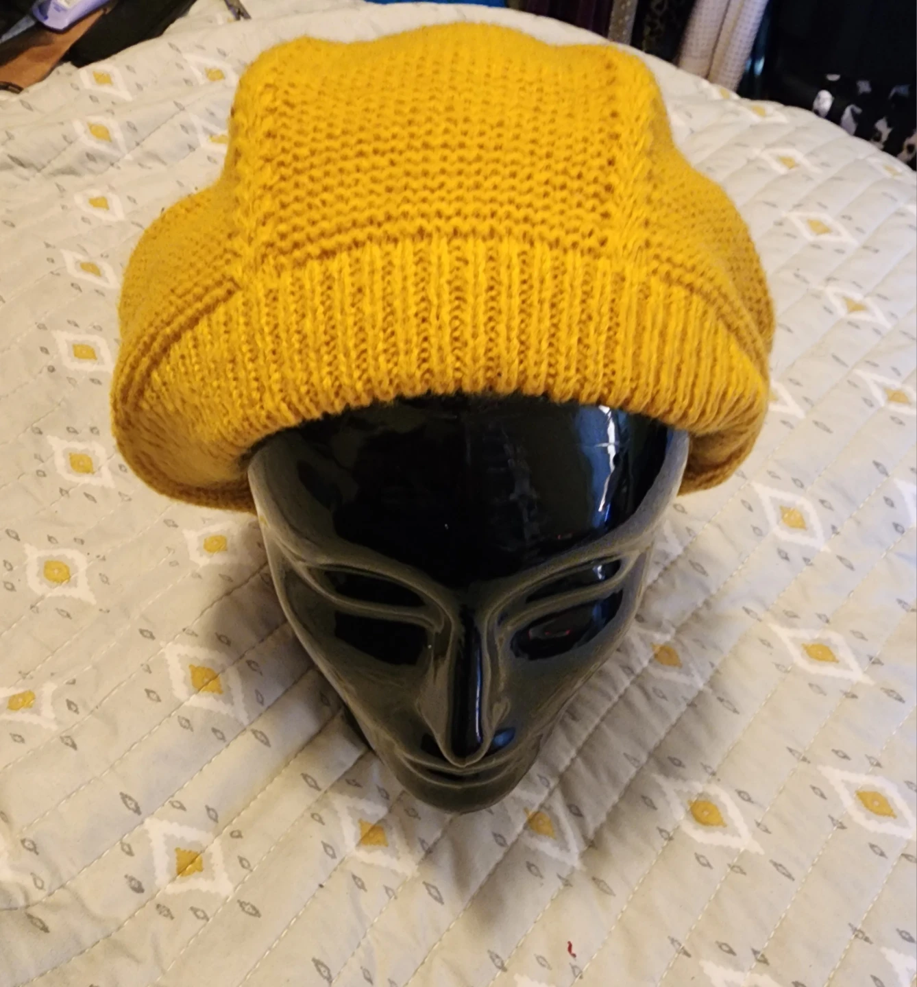 Yellow/Mustard Knit Beret Hat - photo 2