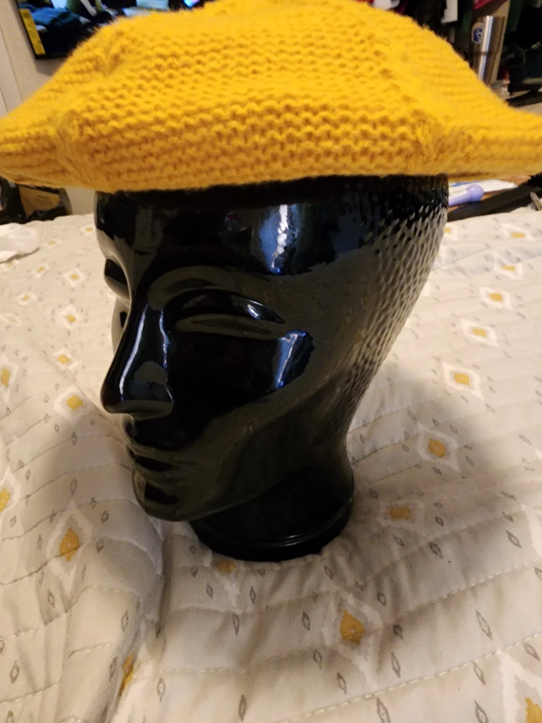 Yellow/Mustard Knit Beret Hat - photo 4