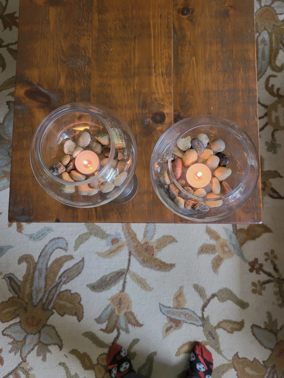Set of 2 Glass Sphere Candle Holders with Metal Stands - photo 2