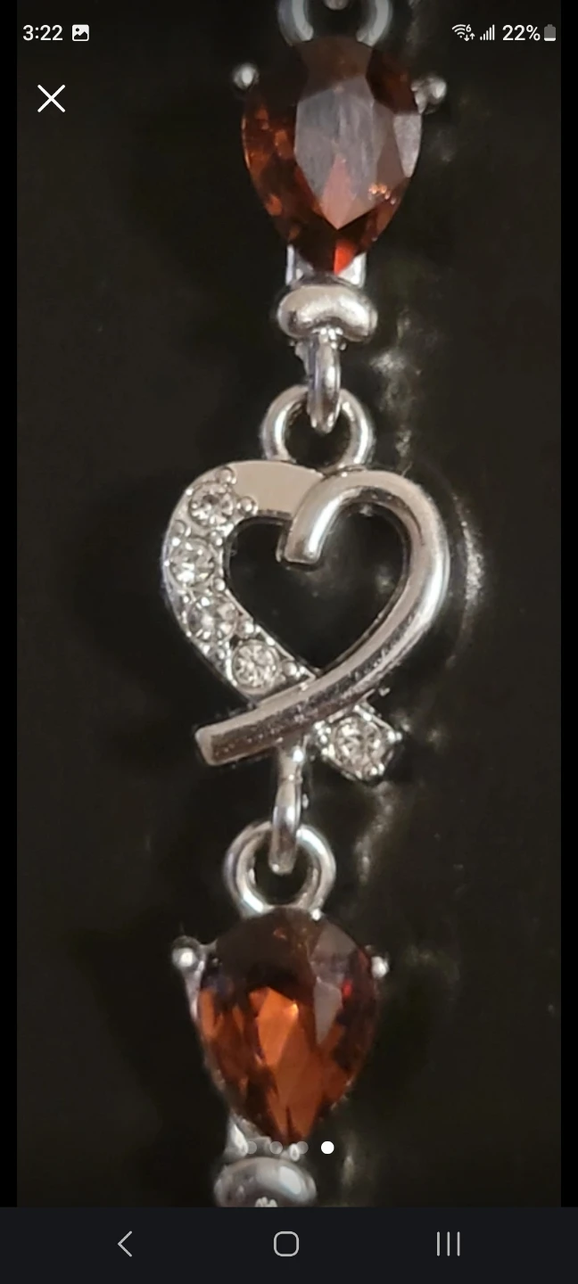 New Heart Link Bracelet with Red Stones - photo 3
