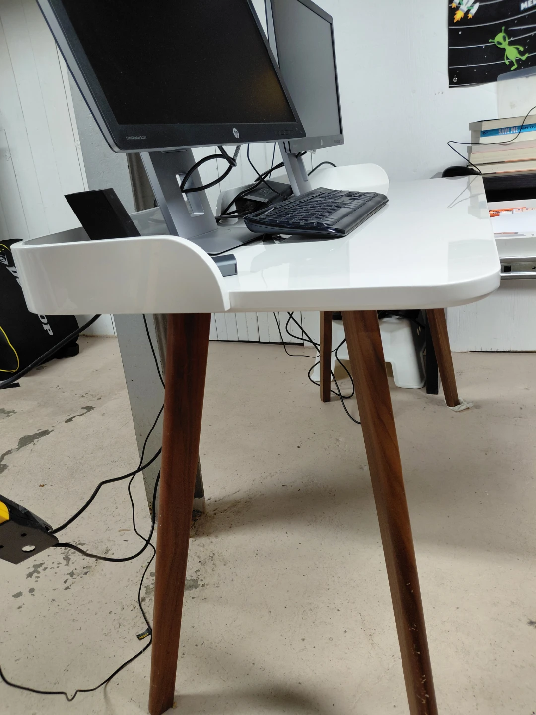 White Mid-Century Modern Desk with Drawer - photo 4