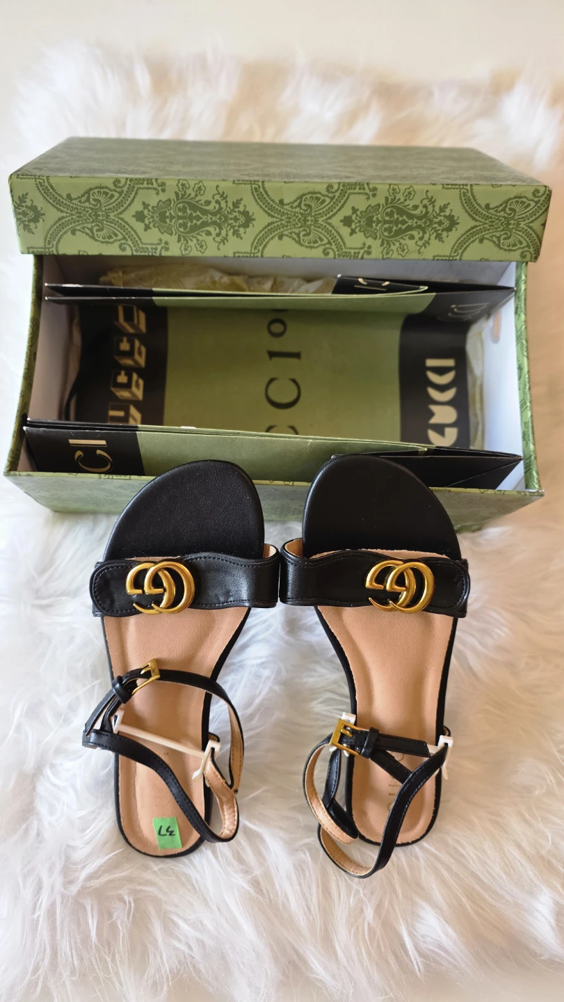 G* g Black Leather Sandals  - Size 37