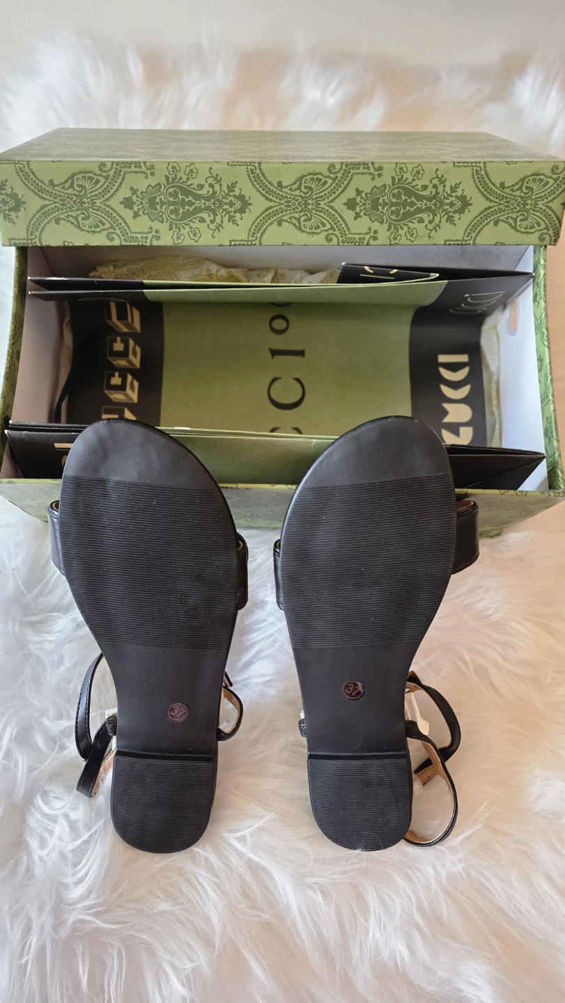 G* g Black Leather Sandals  - Size 37 - photo 2