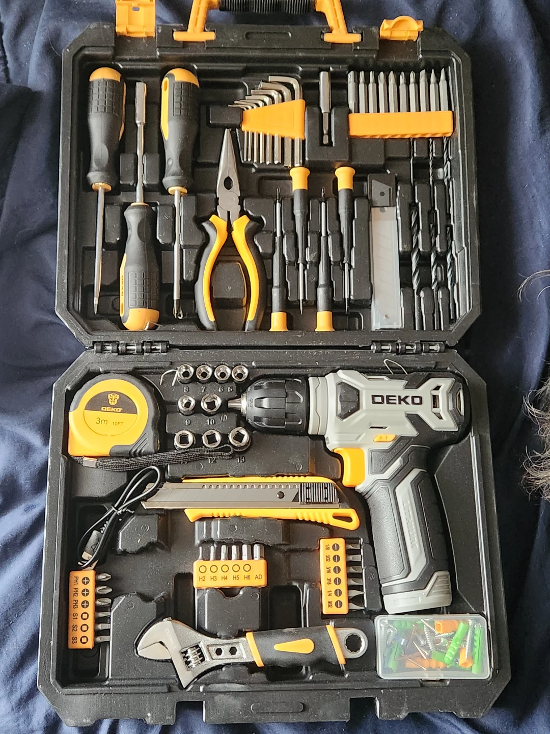 DEKOPRO 126 Piece Tool Kit with 8V Cordless Drill