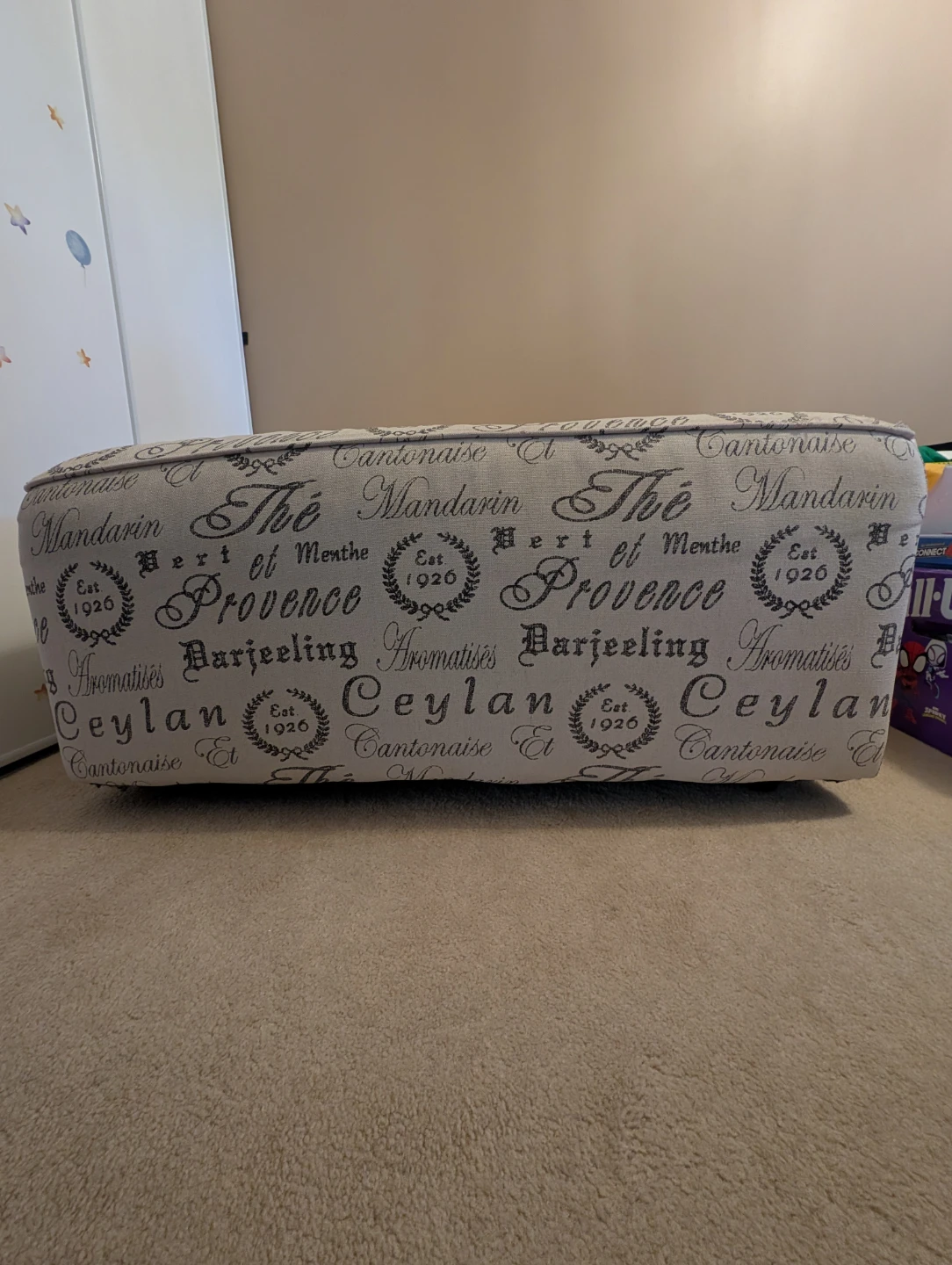 Large 40"x40" French Script Square Ottoman Coffee Table