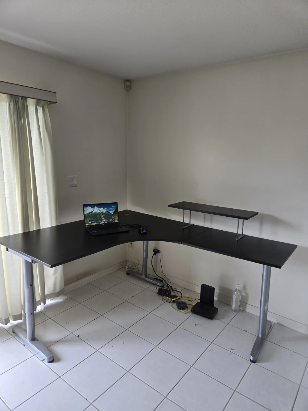 Black L-Shaped  Desk with Monitor Stand - photo 2