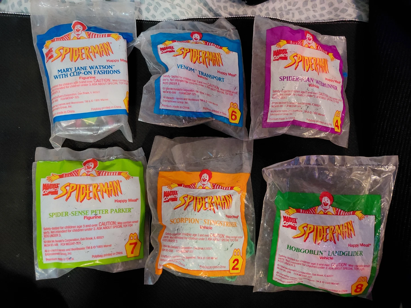 Mcdonalds 1995 spiderman toys sealed