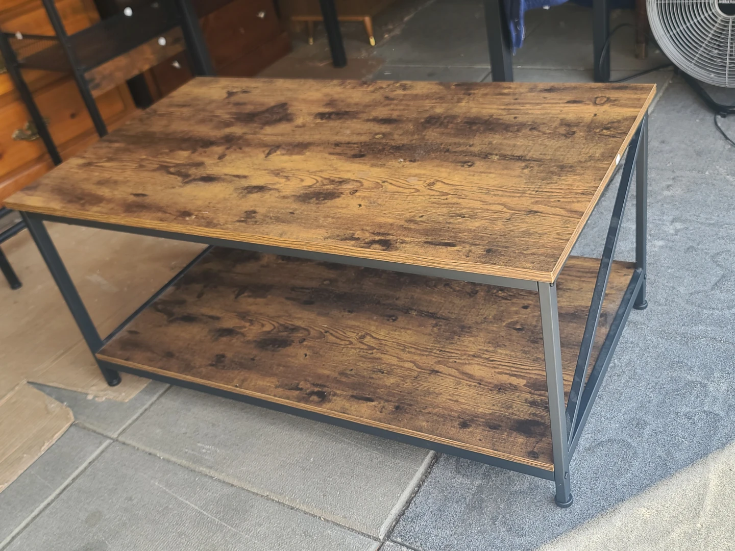 Rustic Wood Coffee Table with Shelf