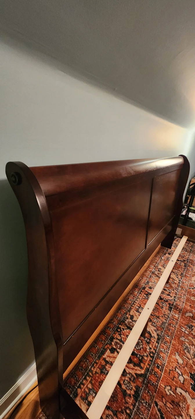 Wooden Sleigh King Sized Bed Frame - Dark Brown - photo 4