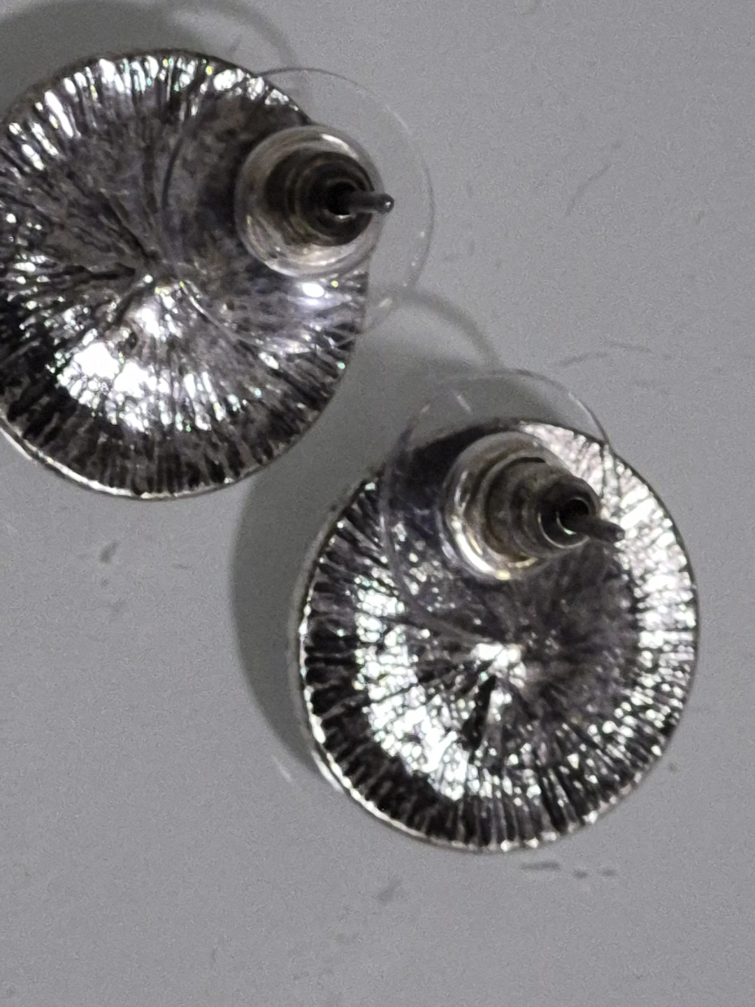 Silver Tone Round Stud Earrings with Faux Opal and Rhinestones - photo 2