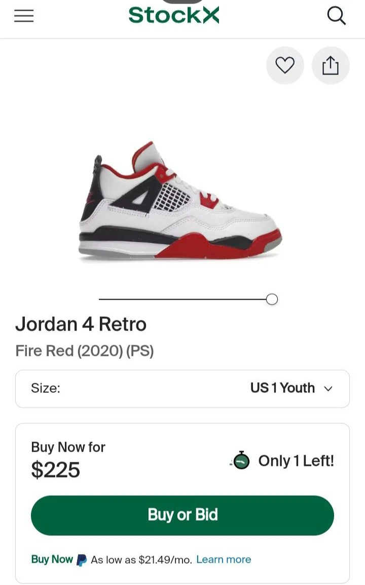 Jordan 4 Retro Fire Red (2020) PS US 1 Youth Sneakers - photo 4