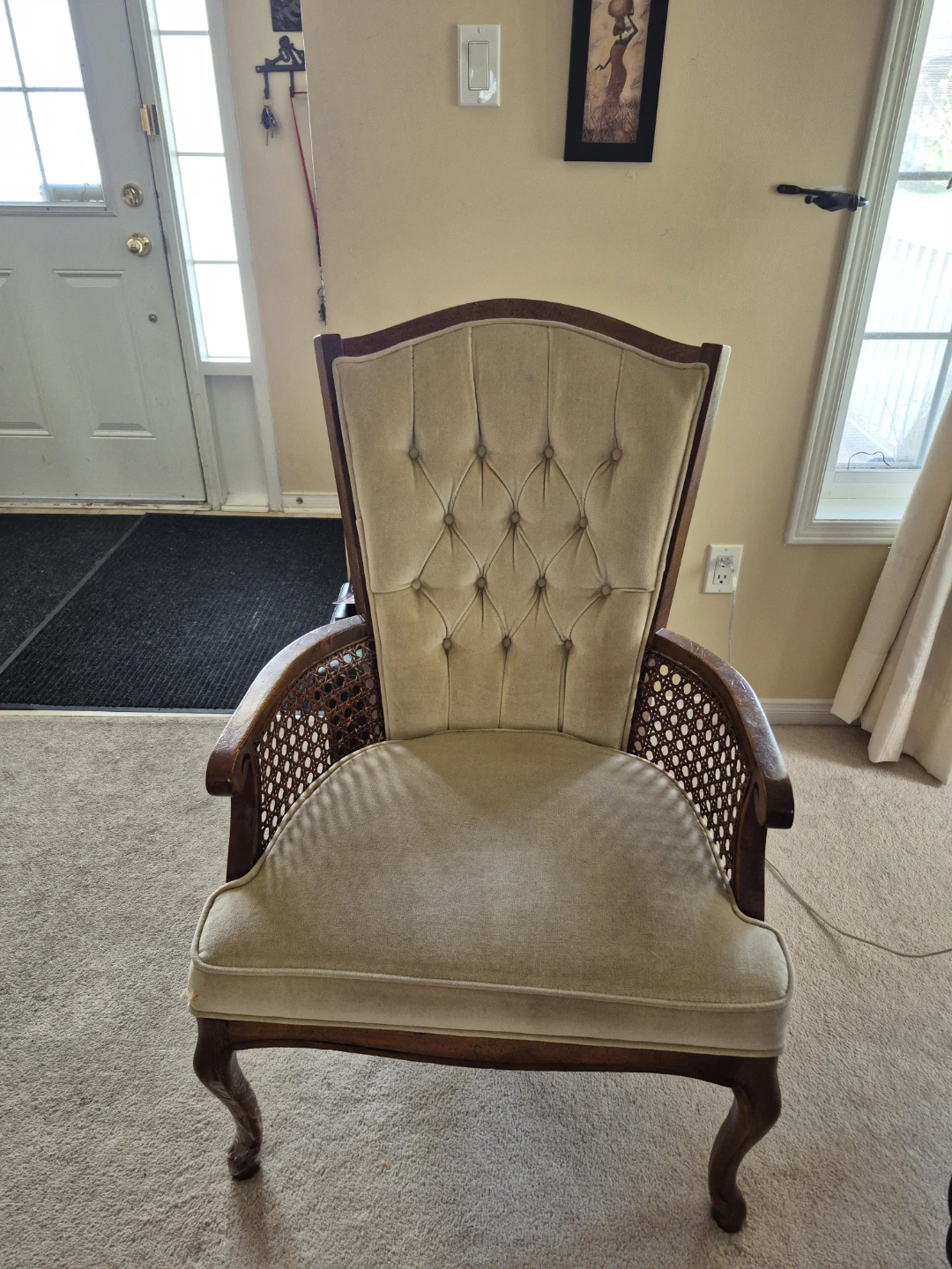 Tufted Accent Chair with Cane Sides - photo 3