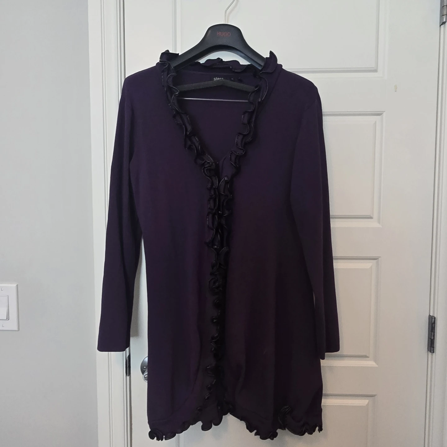 Stera Women's Purple Ruffled Cardigan - XL