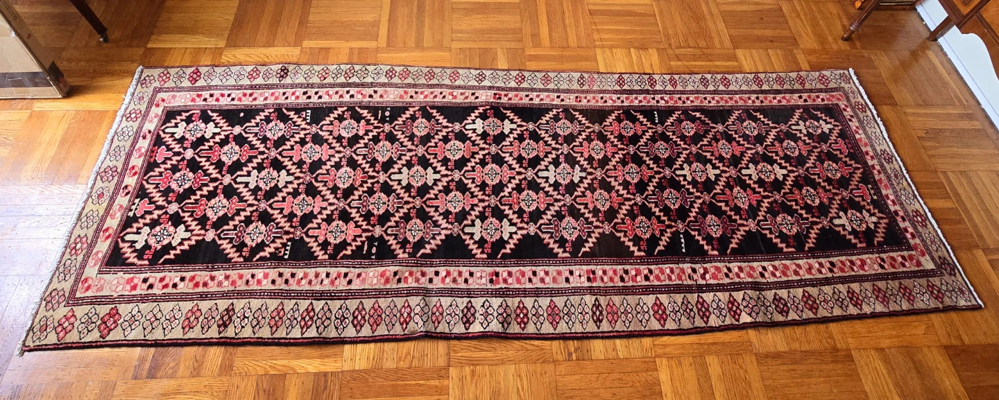 Hand Woven Persian Pink And Black Runner Rug From Iran - photo 2