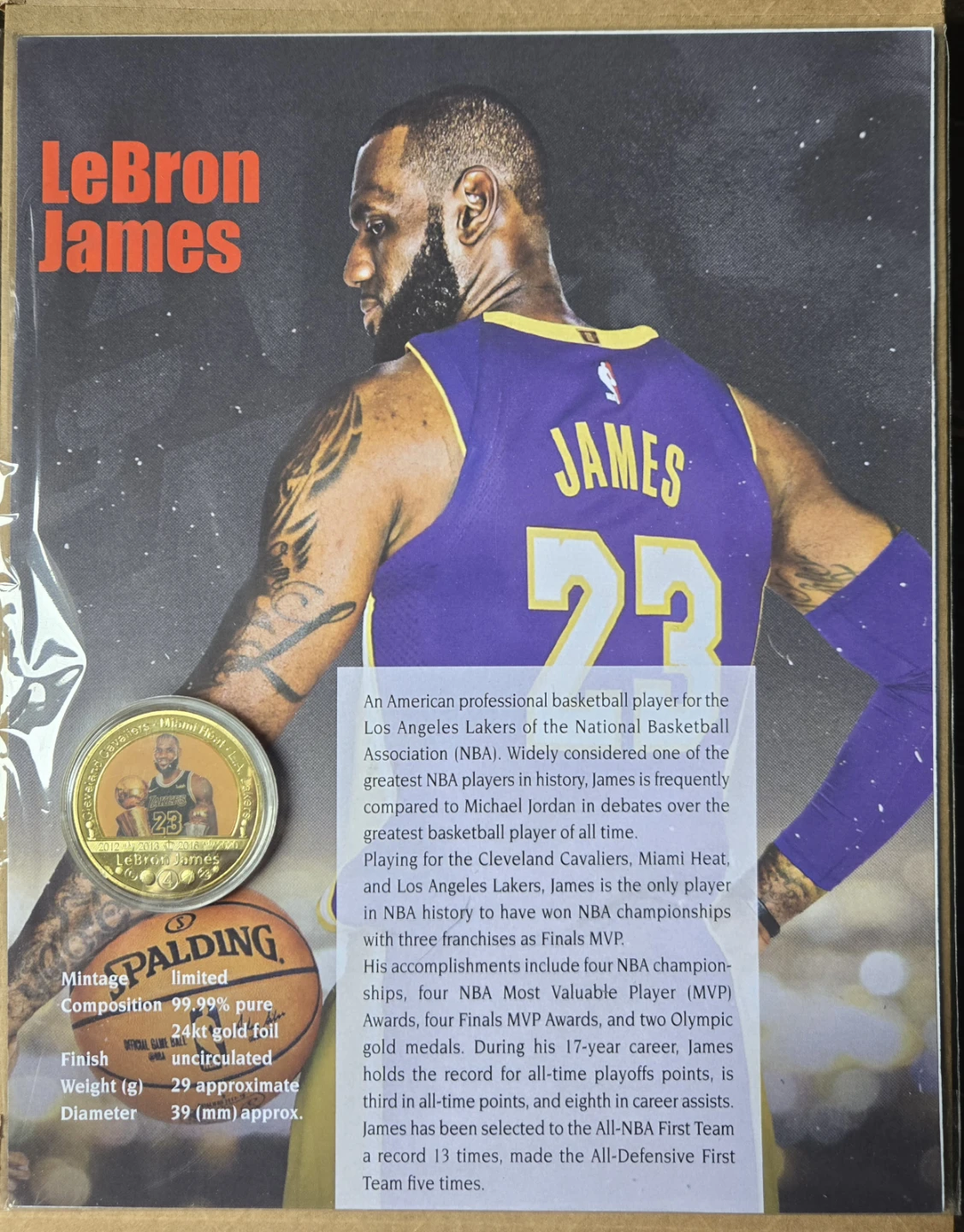 LeBron James 24kt Gold Foil Coin