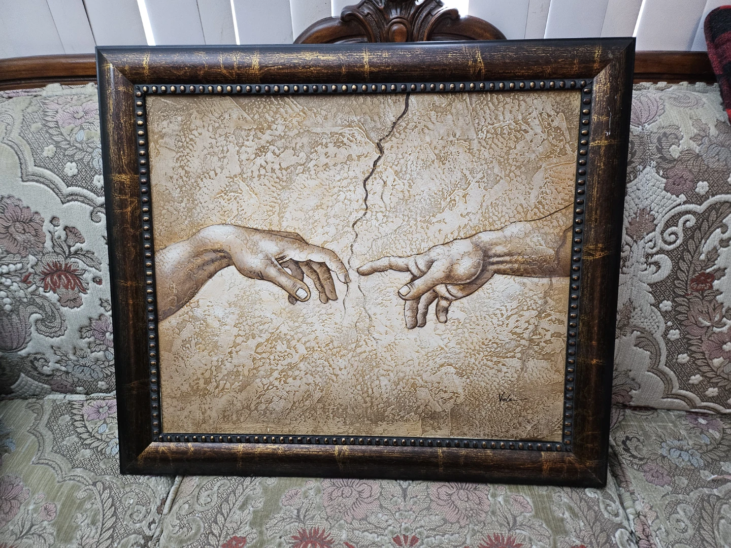 Creation of Adam Framed painting 29" x 25" - photo 2